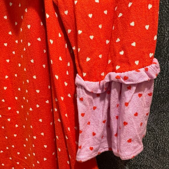 Boden Dress Red Pink Heart Drop Waist 100% Viscose Size 11-12Y 152cm - Picture 3 of 5